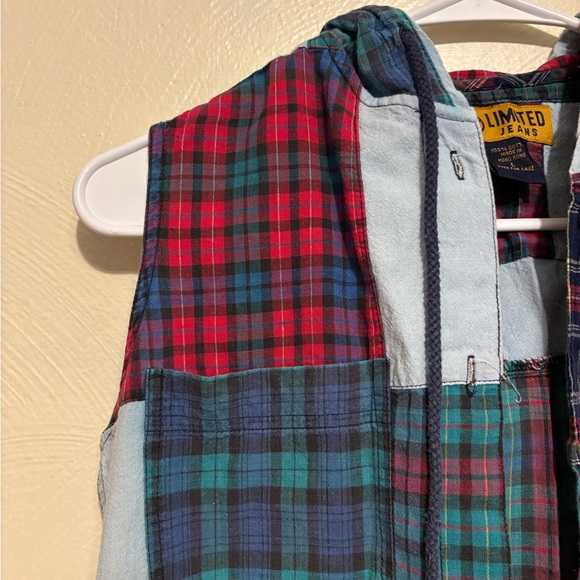 Limited Jeans Plaid Patchwork Hoodie - Picture 5 of 7